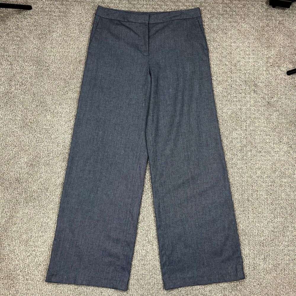 Zara Pants Womens Large Blue Wide Leg Dress Trouser Office Work Career Capsule